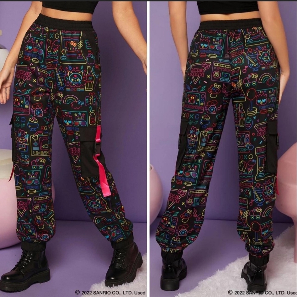 SHEIN Neon Hello Kitty Joggers
